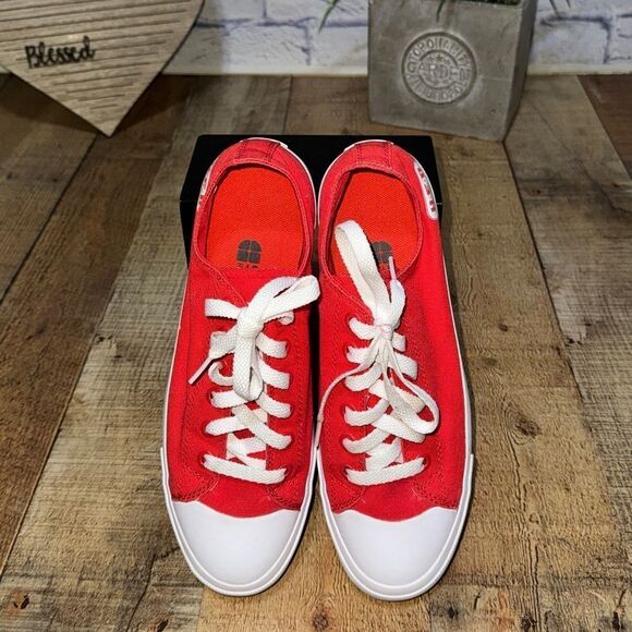 H-E-B HEB Grocery Red Shoes Womens Size 9.5 Mens 8 Canvas Oil Resistant - Picture 8 of 13